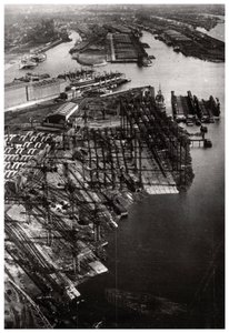 Luftfoto av Bremer Vulkan-verftet, Bremen, Tyskland, fra en Zeppelin, c1931 1933 av Unbekannt