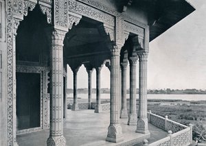 Agra. Balkong til Jasmine Tower, c1910. av Unbekannt