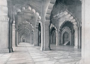Agra. Interiør i Moti Musjid. Perlemoskeen, ca 1910. av Unbekannt