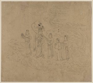 Album med daoistiske og buddhistiske temaer: Procession of Daoist Deities: Leaf 10, 1200-tallet. av Unbekannt