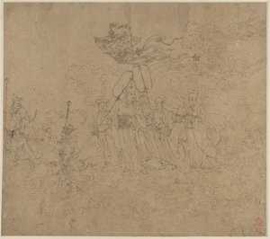 Album med daoistiske og buddhistiske temaer: Procession of Daoist Deities: Leaf 6, 1200-tallet. av Unbekannt