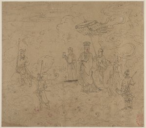 Album med daoistiske og buddhistiske temaer: Procession of Daoist Deities: Leaf 8, 1200-tallet. av Unbekannt