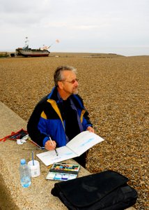 Aldeburgh strand - akvarell av Unbekannt