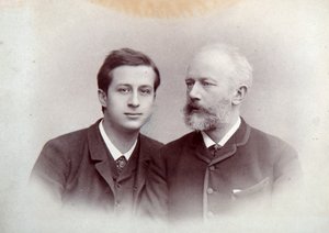 Alexander Siloti, russisk pianist og dirigent, og Peter Tchaikovsky, russisk komponist, 1888 av Unbekannt