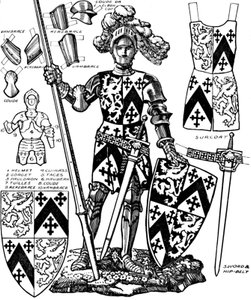 All The Gorgeous Panoply of A Knight med de forskjellige delene av rustningen hans, c1934 av Unbekannt