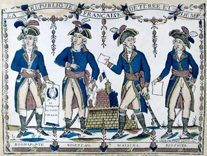 Allegorier av Bonaparte, Augereau, Massina, Berphier, Frankrike, 1789 av Unbekannt
