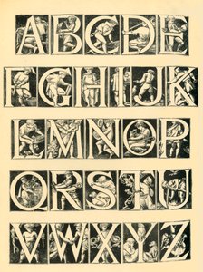 Alfabetdesign for fliser, 1864, 1881. av Unbekannt