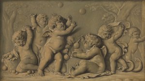 Amorini på spill en av et par, 1770-90. av Unbekannt
