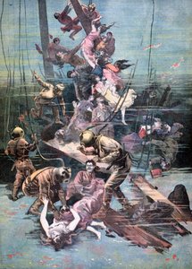 En ulykke i Santander, dykkere som leter etter likene til ofrene, 1893 av Unbekannt