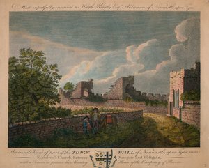 En innvendig utsikt over bymuren til Newcastle upon Tyne, c1760-90. av Unbekannt
