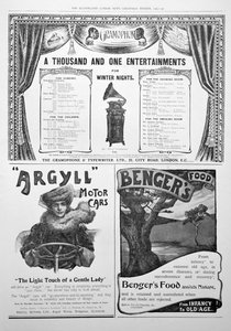 En reklameside i Illustrated London News, jul, 1905 av Unbekannt