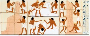 Gamle egyptiske skulptører arbeider med statuer, c1842-1845 av Unbekannt