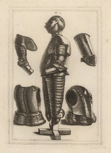 Eldgammel rustningdrakt for John de Courcy, Earl of Ulster 1, og pauldron, garde-messing, avant-messing eller vambrace of Duke of Monmouth 2 av Unbekannt