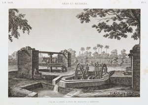 Animal Power Wheel og bøtte vanningssystem, Egypt, ca 1798 av Unbekannt