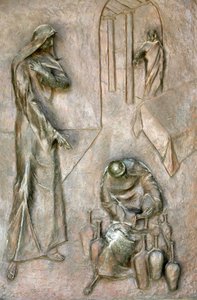 Bebudelsesbasilikadørskulptur: cana bryllupsmirakel, Nasaret, Israel av Unbekannt