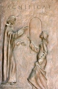 Bebudelsesbasilikadørskulptur: besøket (Mary og Elizabeth), Nasaret, Israel av Unbekannt