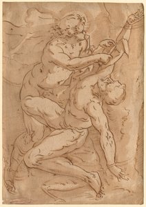 Apollo Flaying Marsyas recto Two Sketches of a Mother and Child verso, 1500-tallet. av Unbekannt