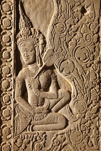 Apsara Dancer Carving ved Angkor Wat, Siem Reap, Kambodsja av Unbekannt