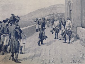Arrangere for Massénas Capitulation ved Cornigliano, nær Genova, 1896 av Unbekannt