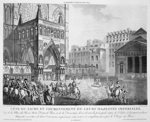 Ankomst til Notre Dame, 2. desember, 1804, 1800-tallet av Unbekannt