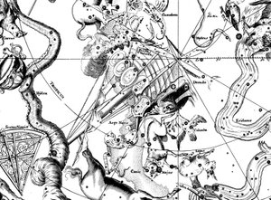 Astronomisk kart, sentrert på den sørlige konstellasjonen Argo Navis, 1742 av Unbekannt