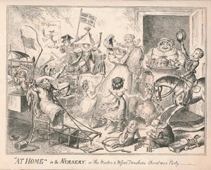 At Home in the Nursery, eller The Masters and Misses Two Shoes Christmas Party, 1835. av Unbekannt