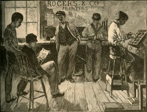 På jobb i trykkeriet, 1881. av Unbekannt