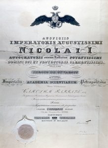 Babbage Diploma fra Imperial Academy of Sciences Petropolitan av Unbekannt