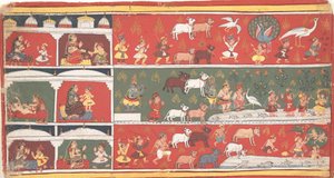 Bakasura, Crane Demon, ankommer Brindavan... en spredt Bhagavata Purana..., ca. 1700. av Unbekannt