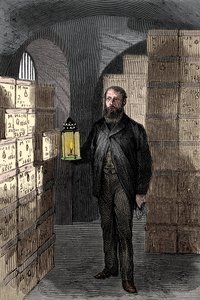 Seddelbutikk i hvelvene til Bank of England, c1870 av Unbekannt