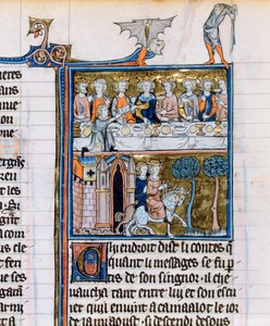 Bankett og ryttere, c1280-1290 av Unbekannt