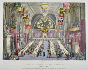 Bankett i Guildhall til ære for dronning Victoria, City of London, 1837 av Unbekannt
