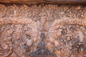 Banteay Srei-tempelet i Angkor i Kambodsja. Intrikat utskåret. Siem Reap Kambodsja av Unbekannt