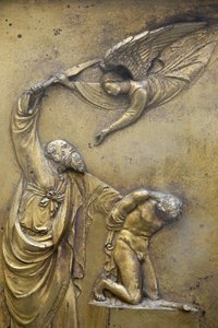 Dåpskapellet i San Giovanni. Paradisets port. Abraham ofrer Isaac Florence Italia av Unbekannt