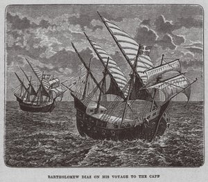 Bartholomew Diaz på sin reise til Sør-Afrika, 1878 av Unbekannt