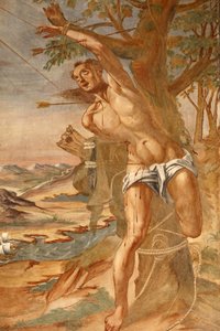 Basilica of Santa Caterina, Galatina, Apulia Fresco i klosteret Malt av BrJoseph av Gravina i 1696, Galatina, Italia av Unbekannt