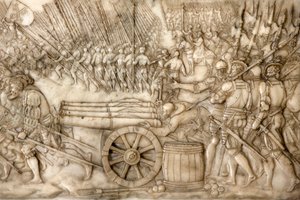 Basilica of St, Denis, Graven til Frans 1, konge av Frankrike og Claude av Frankrike, Foundations lavrelieff, Skildring av slaget ved Marignano i 1515 - de gamle sveitsiske konføderasjonens tropper, Saint-Denis, Frankrike av Unbekannt