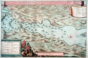 Slaget ved Vigo Bay, Spania, 12. oktober 1702 av Unbekannt