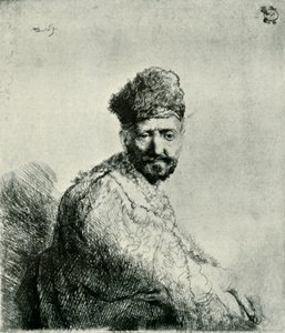 Skjeggete mann i en pelset orientalsk lue og kappe: kunstnerens far, 1631, 1906. av Unbekannt