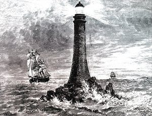 Bell Rock fyrtårn i en storm. av Unbekannt
