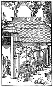 Belger som gir trekk til en smelteovn, 1556 av Unbekannt