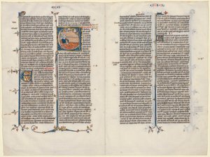 Bifolium fra en bibel: Initial E[t factum est] med Ezekiel, ca. 1290. av Unbekannt