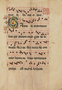 Bifolium med foliated initial C, fra en gradvis, italiensk, andre halvdel av 1400-tallet. av Unbekannt
