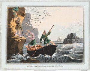 Fuglefangst nedenfra, Shetlandsøyene, 1813 av Unbekannt