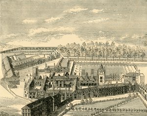 Fugleperspektiv av det gamle charterhuset, c1872. av Unbekannt