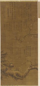 Fugler og plommeblomster i snøen, Ming-dynastiet, 1368-1644. av Unbekannt
