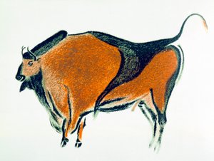 Bison, kopi av et paleolittisk hulemaleri i Altamira, Nord-Spania, 1913 av Unbekannt
