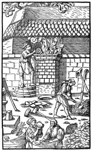 Masovn for smelting av jernmalm, 1556 av Unbekannt