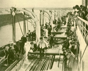 Båtøvelse ombord på Aquitania., c1930. av Unbekannt
