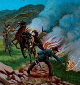 Boers Firing the Veldt, 1900 av Unbekannt